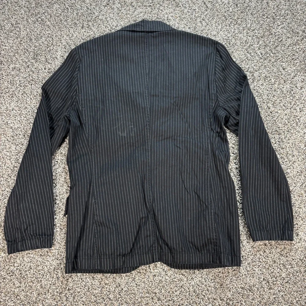 Tripp NYC Men's Large Blazer Jacket Man Black Pinstripe Gothic Punk Cotton